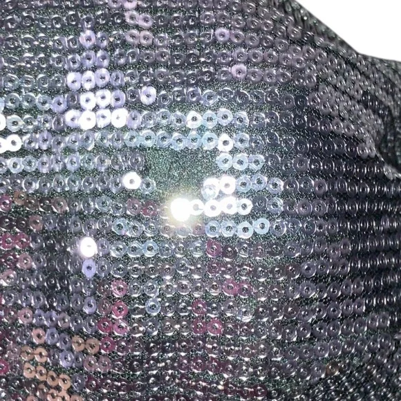 She + Sky Night Silver Sequin Low Cut V-neck Maxi Dress  Homecoming NYE Cruise S - Picture 11 of 13